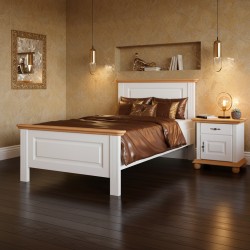 Pat SEVA 90x200 cm – lemn masiv, alb, alb cu natur sau alb cu nuc