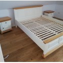 Pat Bucov din lemn masiv, 140x200 cm, alb cu natur