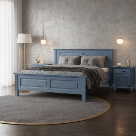 Pat din lemn masiv SEVA Albastru Nordic  | 120–180 cm