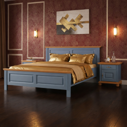 Pat din lemn masiv SEVA Albastru Nordic  | 120–180 cm