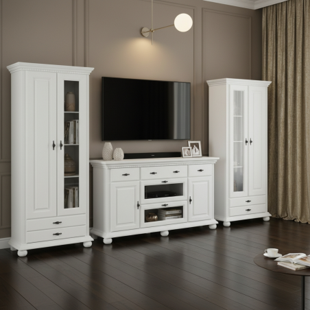 Set Living Mara 4  / Lemn Masiv - Alb