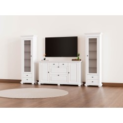 Vitrina Mara medie/ Lemn Masiv-Alb - Sofastil.ro