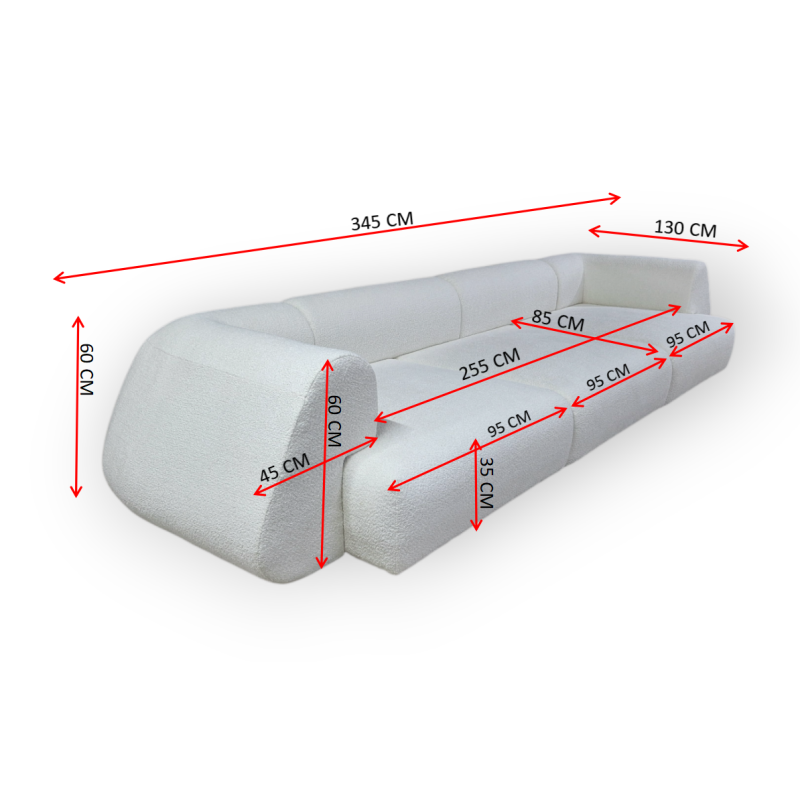 Canapea modulară fixă NOVA Premium – design modern, volumetric, confort superior