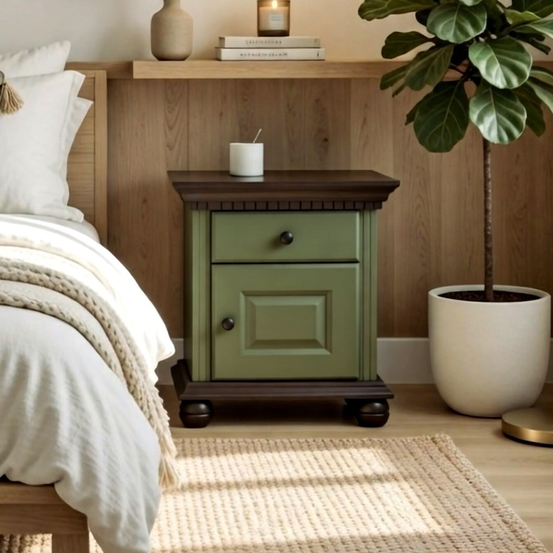 NOPTIERA BUCOV LEMN MASIV – VERDE OLIVE