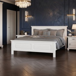 Noptiera Seva Lemn Masiv, alb cu nuc, alb - Sofastil.ro