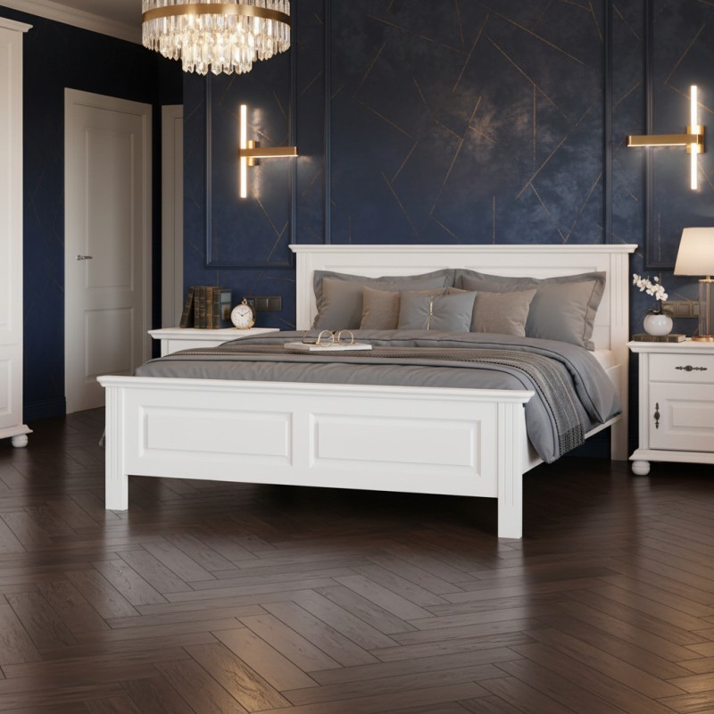 Noptiera Seva Lemn Masiv, alb cu nuc, alb - Sofastil.ro