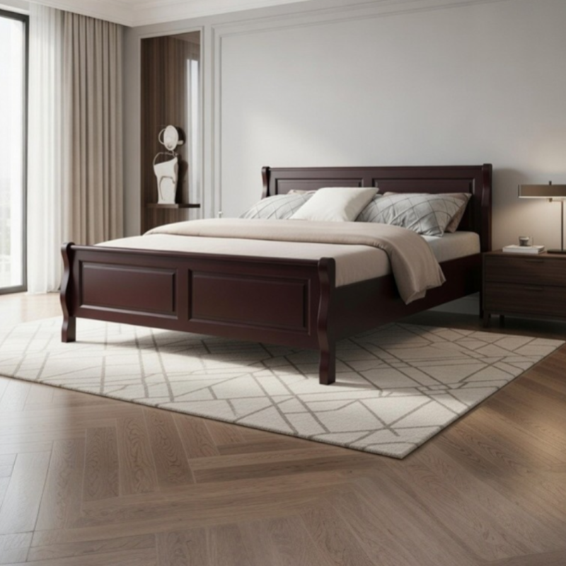 Pat BUCUR lemn masiv, 140 / 160 / 180 x 200 cm - BORDO IMPERIAL