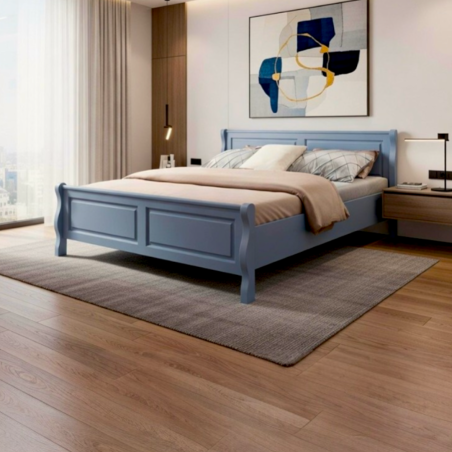 Pat BUCUR lemn masiv, 140 / 160 / 180 x 200 cm - ALBASTRU NORDIC