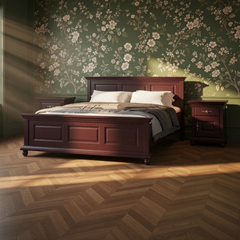 Pat Bucov lemn masiv 120 / 140 / 160  / 180x200 cm - BORDO IMPERIAL