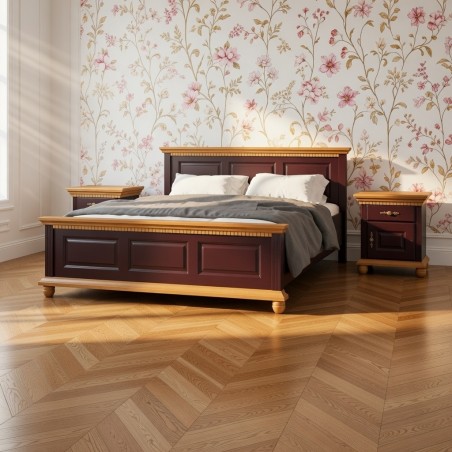 Pat Bucov lemn masiv 120 / 140 / 160  / 180x200 cm - BORDO IMPERIAL