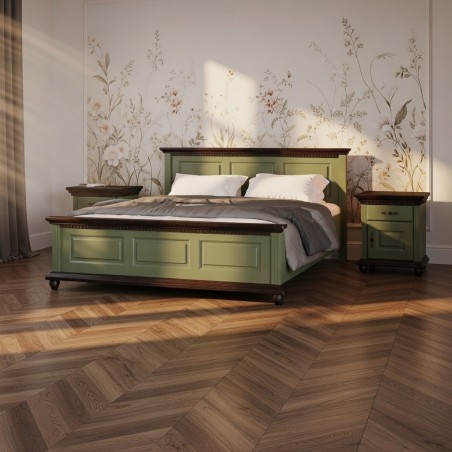 Pat Bucov lemn masiv 120 / 140 / 160  / 180x200 cm - VERDE OLIVE