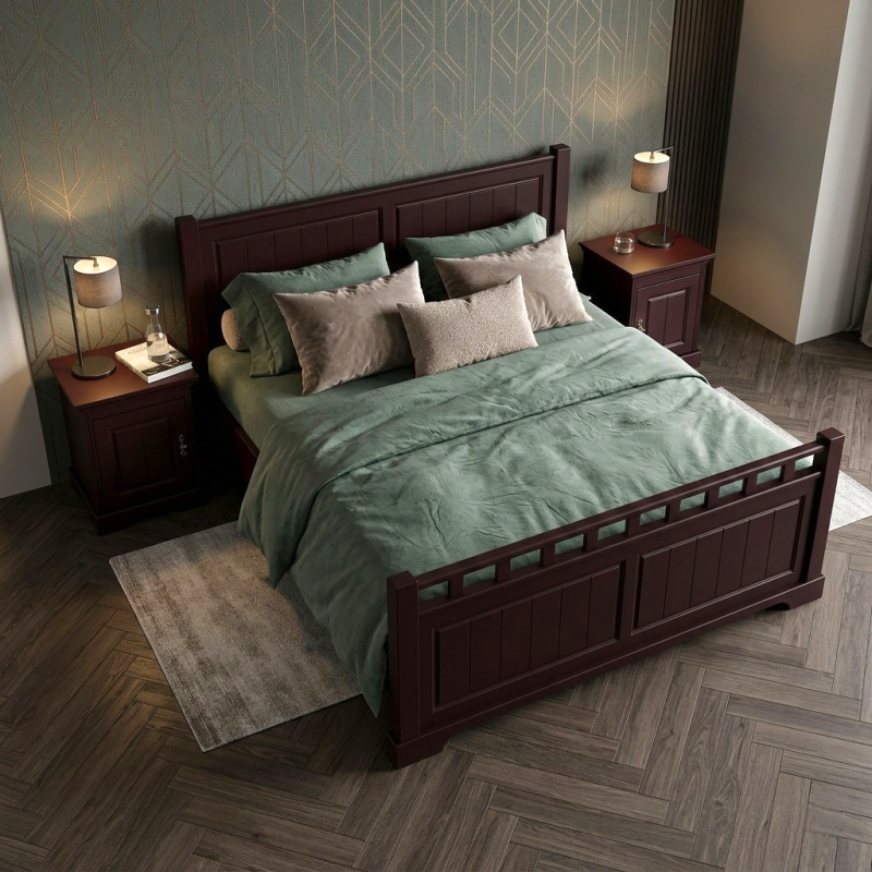 Pat lemn masiv Cleo, 140 / 160 / 180x200 cm - Albastru Nordic