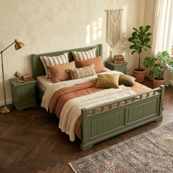 Pat lemn masiv Cleo, 140 / 160 / 180x200 cm - VERDE OLIVE