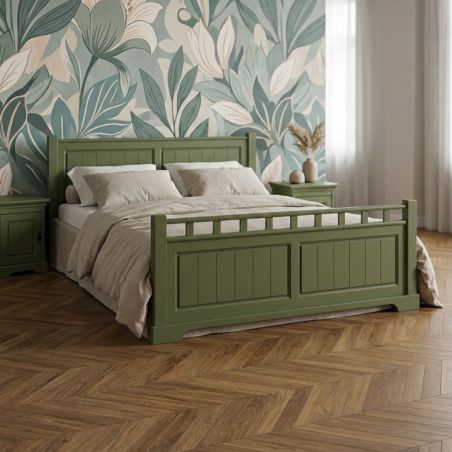 Pat lemn masiv Cleo, 140 / 160 / 180x200 cm - VERDE OLIVE