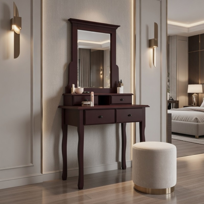 Masa machiaj lemn masiv MARA - Bordo Imperial