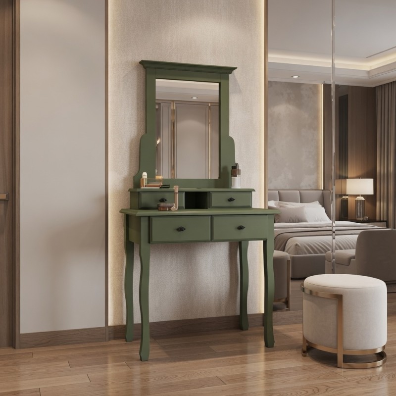 Masa machiaj lemn masiv MARA - VERDE OLIVE