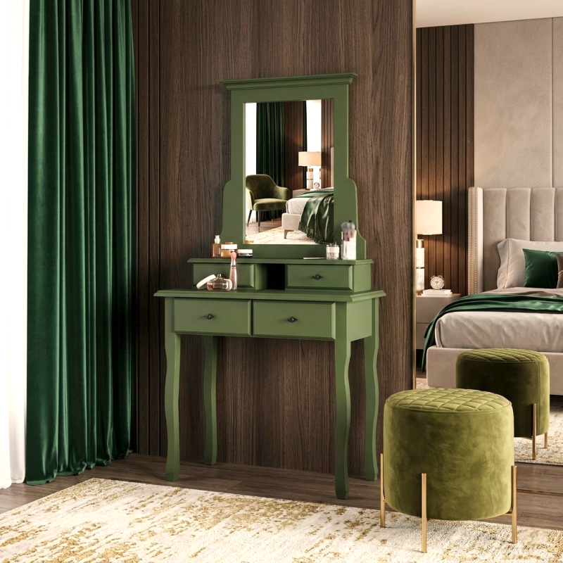 Masa machiaj lemn masiv MARA - VERDE OLIVE