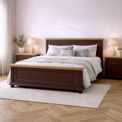 Pat MARA lemn masiv, 140 / 160 / 180x200 cm - BORDO IMPERIAL