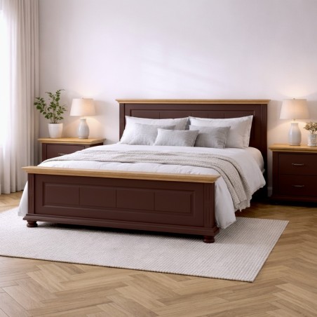 Pat MARA lemn masiv, 140 / 160 / 180x200 cm - BORDO IMPERIAL