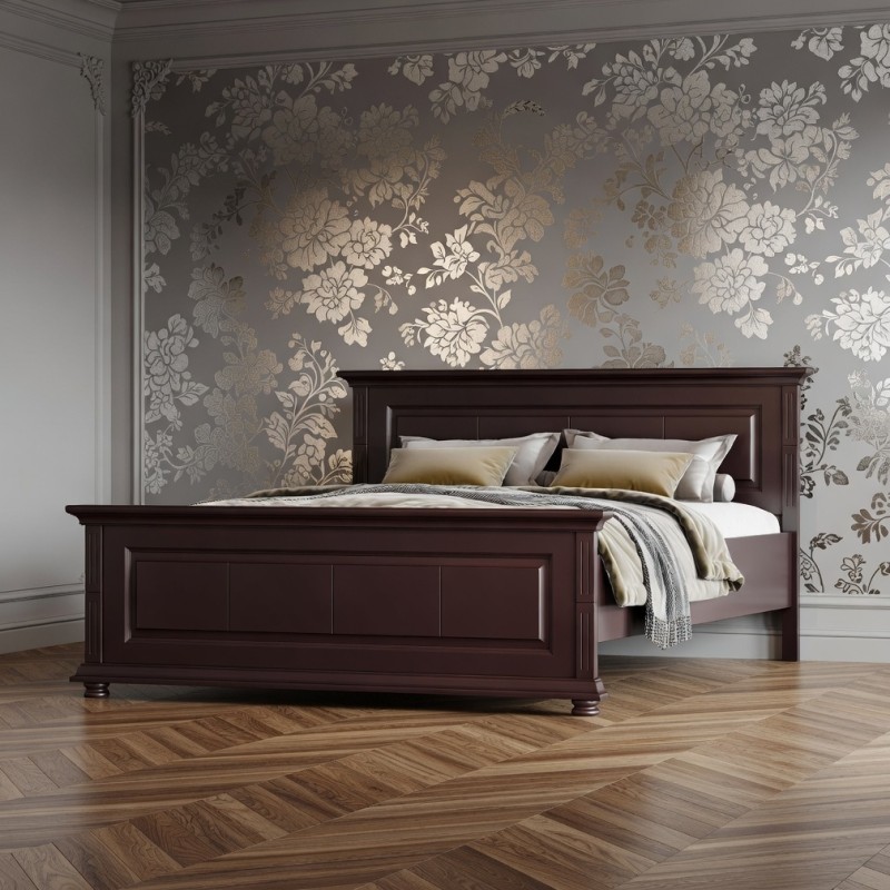 Pat MARA lemn masiv, 140 / 160 / 180x200 cm - BORDO IMPERIAL