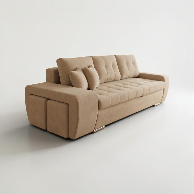 Canapea Mara cu 2 Tabureti, extensibila cu lada