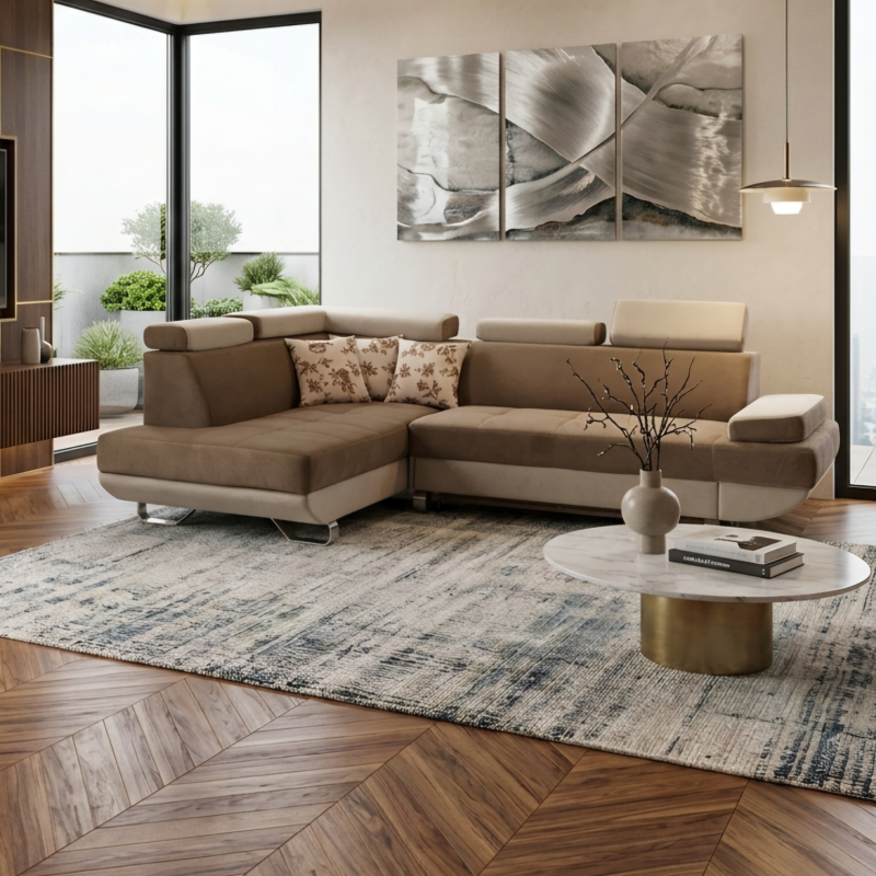 Coltar living extensibil Madeira, design modern & lada depozitare