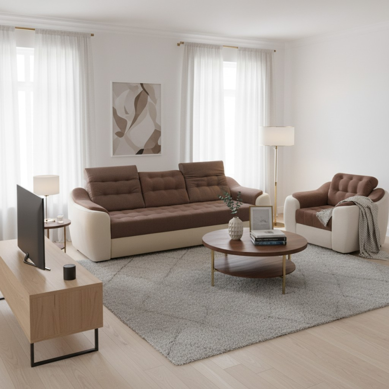 Set canapea extensibila si fotolii Antonio