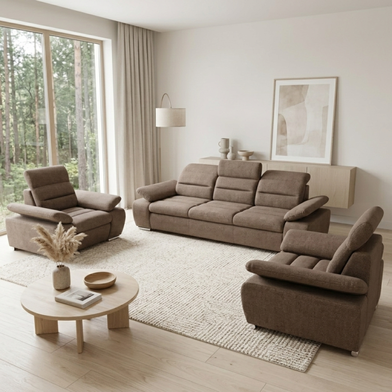 canapea extensibila venus cu brate reglabile si doua fotolii living modern