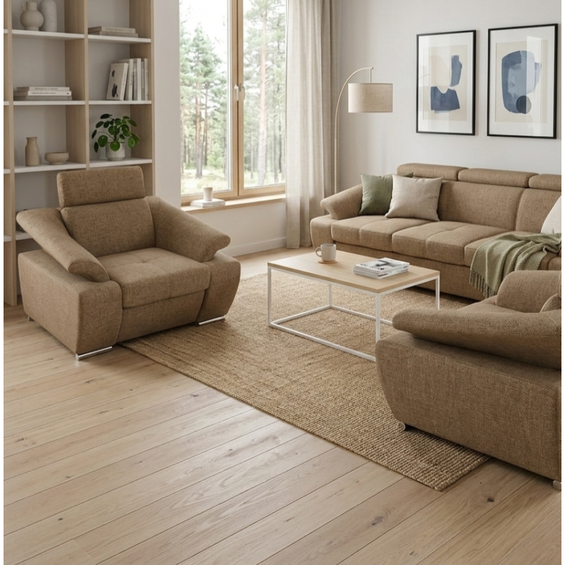 Set Toledo – Canapea extensibila si fotolii cu tetiere reglabile