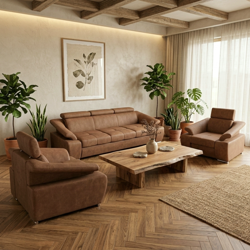 Set Toledo – Canapea extensibila si fotolii cu tetiere reglabile