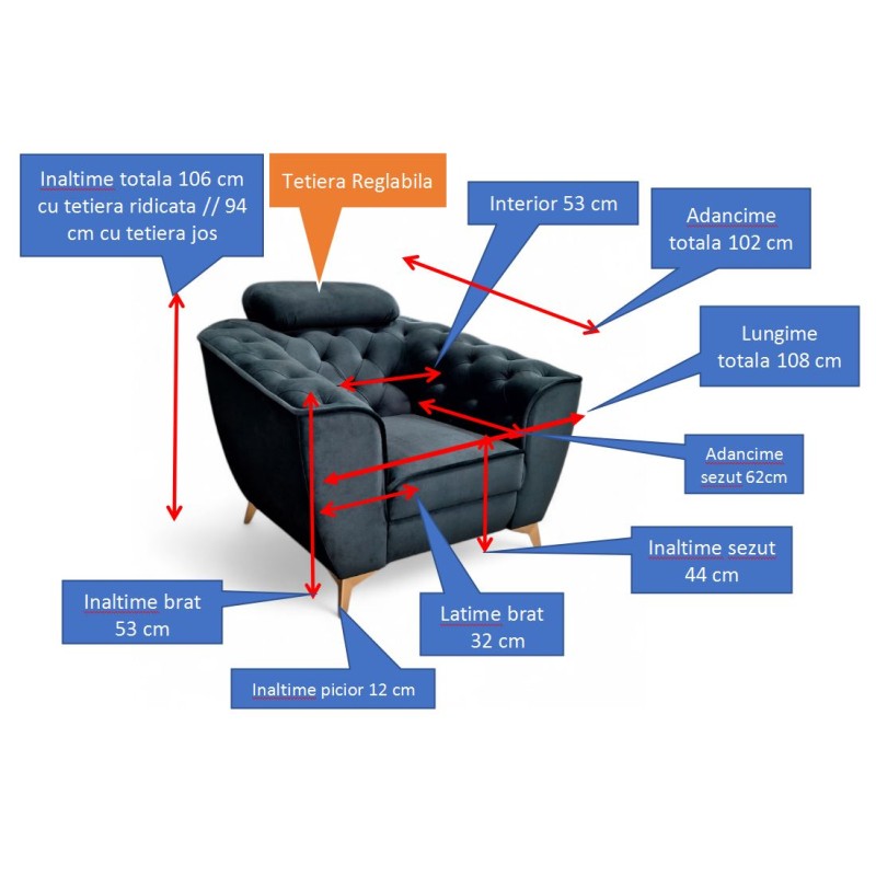 Set canapea extensibilă și fotolii LUIS | Mobilier living confortabil tip chesterfild