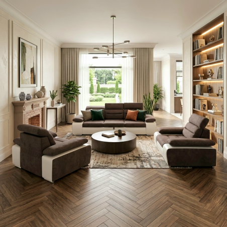 Set canapea extensibila si fotolii Venus cu tetiere si brate reglabile