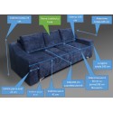 Canapea moderna de living Luna, extensibila cu lada, albastra