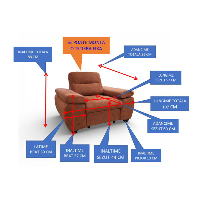 Fotoliu living OTTO – fotoliu modern tapițat pentru living
