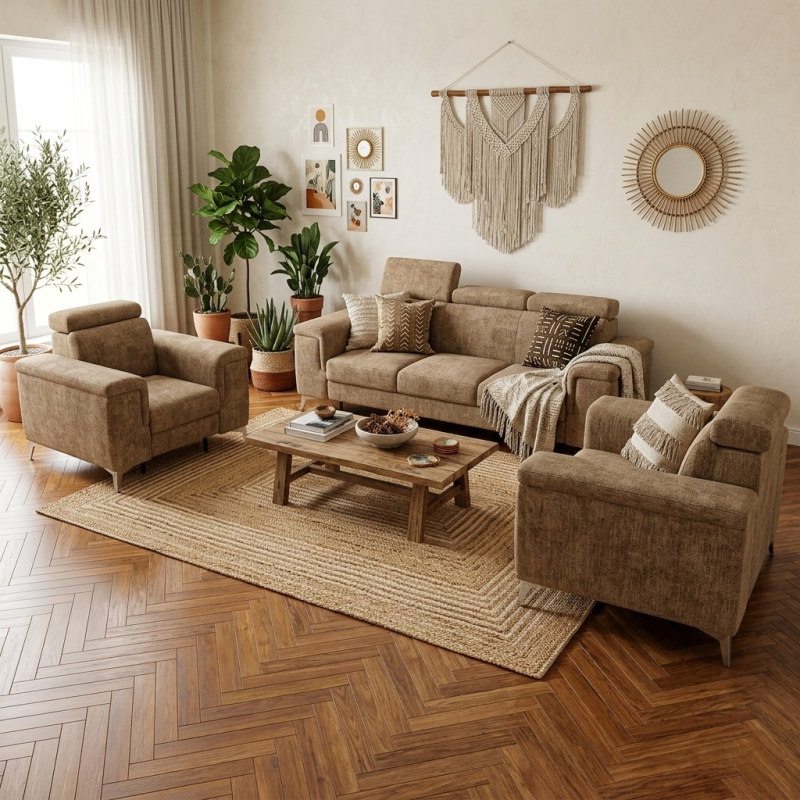 Set living HERMES – canapea / coltar extensibil si fotolii