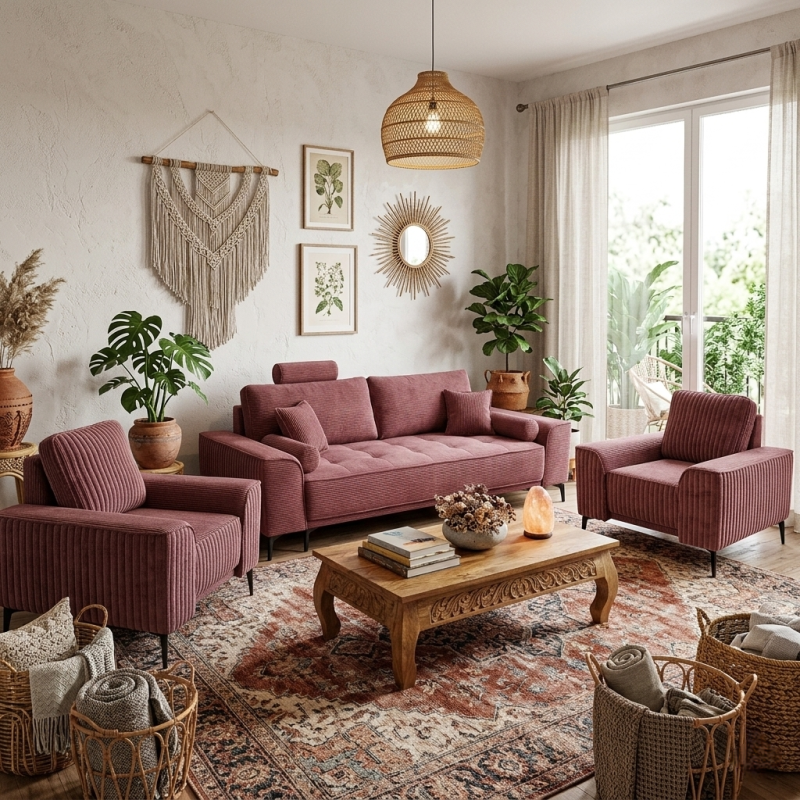 Set living BARON – canapea extensibilă și 2 fotolii elegante