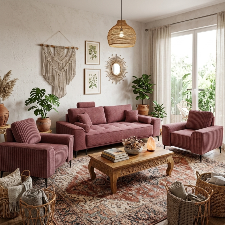 Set living BARON – canapea extensibilă și 2 fotolii elegante