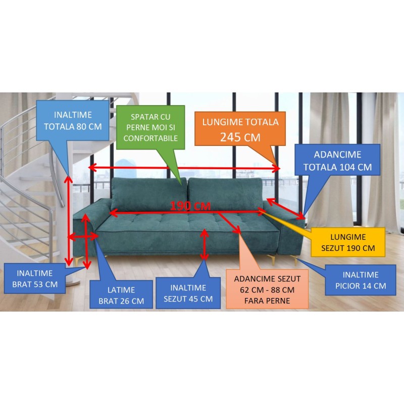 Set living BARON – canapea extensibilă și fotolii | mobilier living