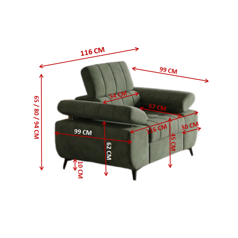 Set living DAVID – canapea 3 locuri extensibila si 2 fotolii