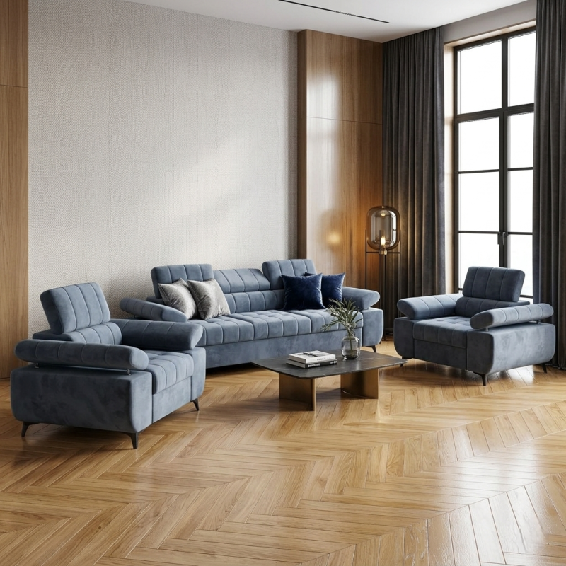 set living DAVID canapea extensibila 3 locuri si doua fotolii