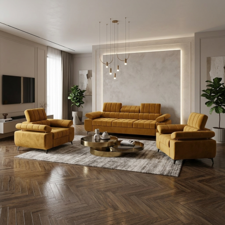 set living DAVID canapea extensibila 3 locuri si doua fotolii