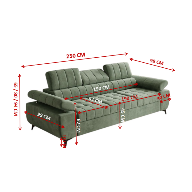 Set living DAVID – canapea 3 locuri extensibila si 2 fotolii