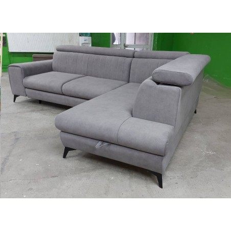 Coltar living cu design modern ARON, extensibil cu lada si tetiere cap reglabile, picioare inalte, modular, la comanda