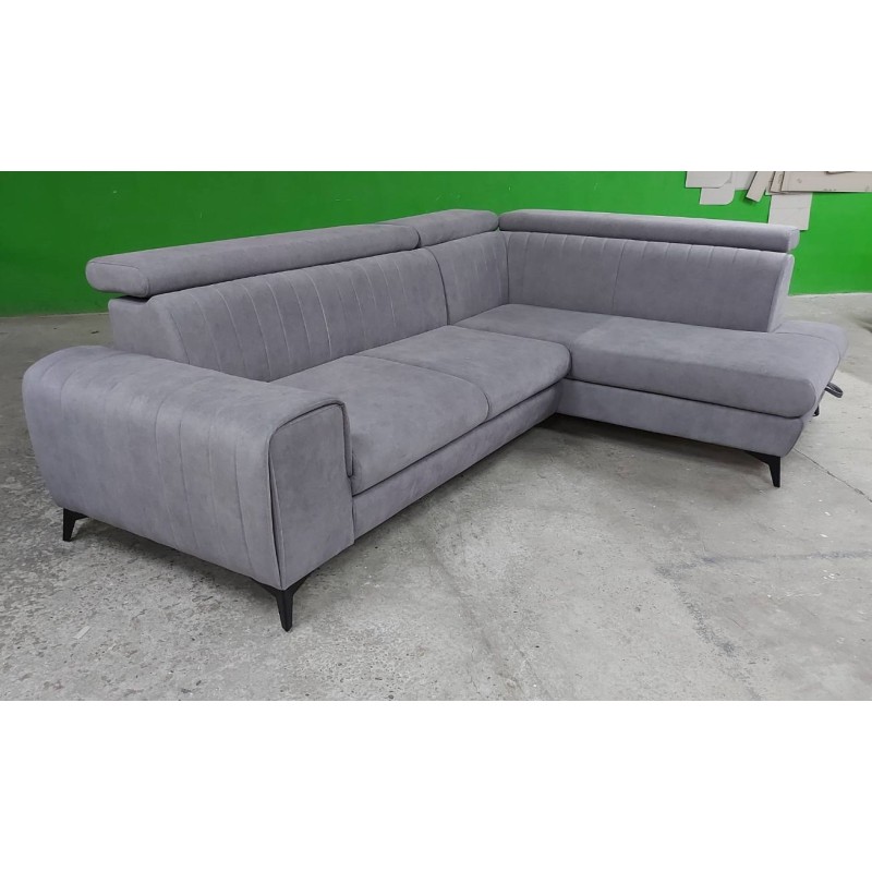 Coltar living cu design modern ARON, extensibil cu lada si tetiere cap reglabile, picioare inalte, modular, la comanda