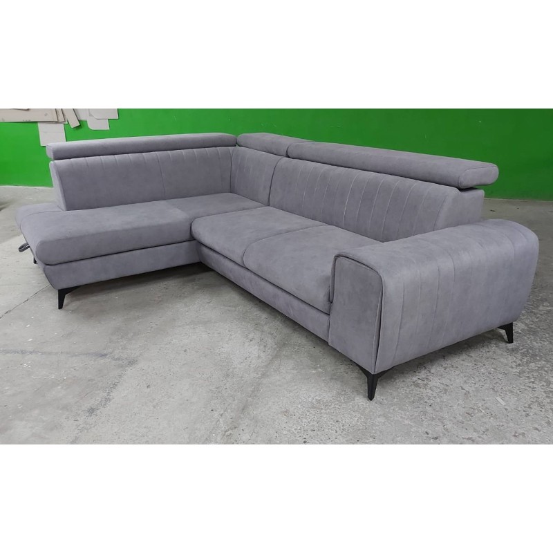 Coltar living cu design modern ARON, extensibil cu lada si tetiere cap reglabile, picioare inalte, modular, la comanda