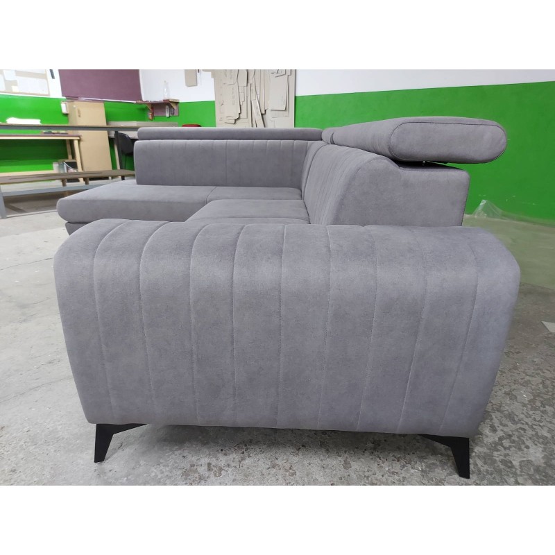 Coltar living cu design modern ARON, extensibil cu lada si tetiere cap reglabile, picioare inalte, modular, la comanda