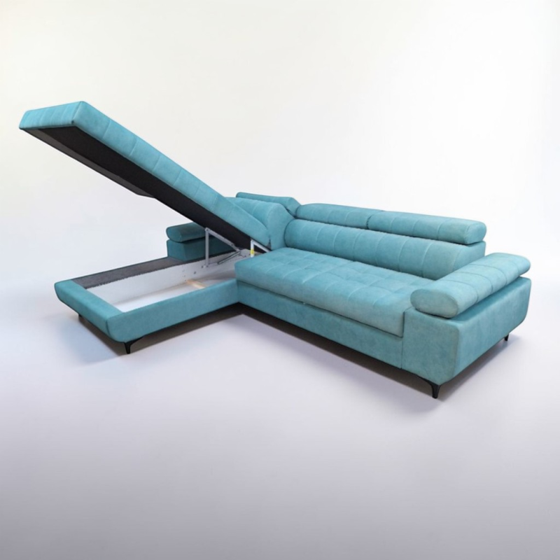 Colțar extensibil David 2 cu ladă și tetiere reglabile | La comandă