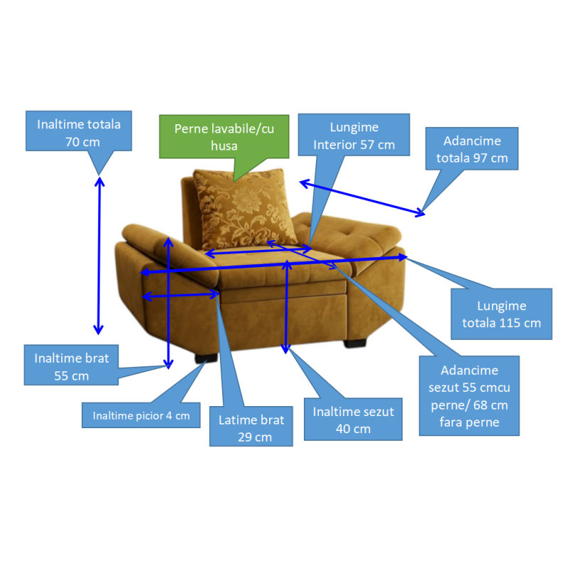 Fotoliu extensibil Elixir – confort premium, personalizabil | Sofastil