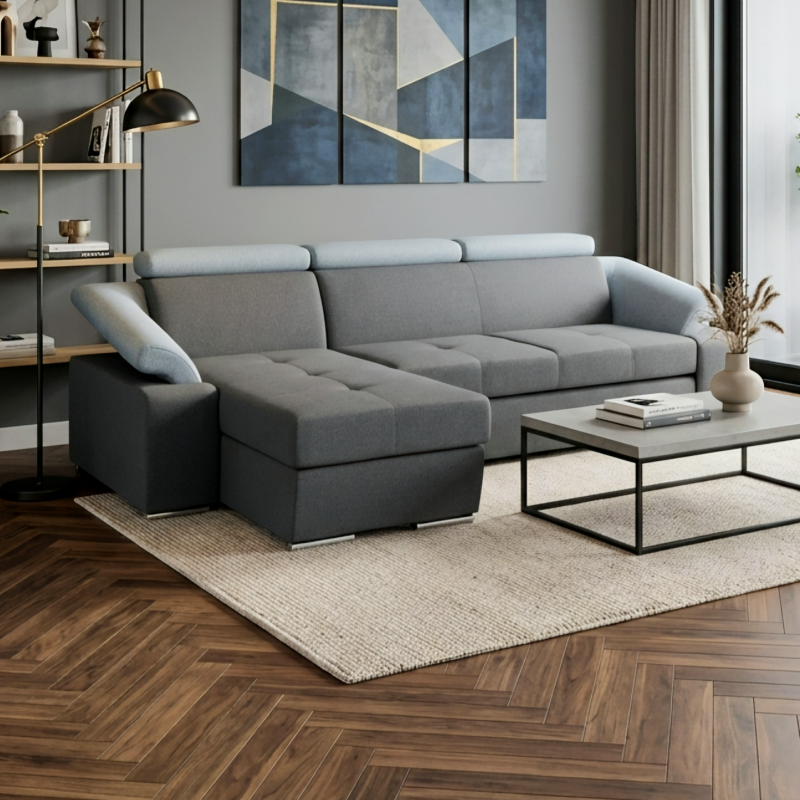 Colțar extensibil Toledo 1 cu tetiere reglabile | Confort living