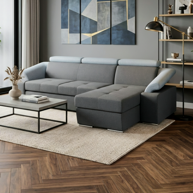 Colțar extensibil Toledo 1 cu tetiere reglabile | Confort living